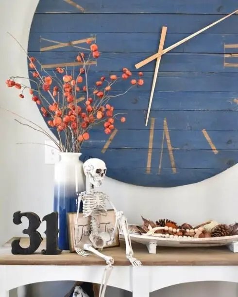 Rustic Table with Clock