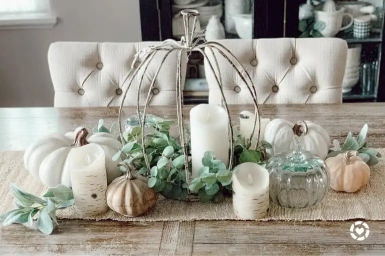 Rustic Table with Pumpkins and Candles