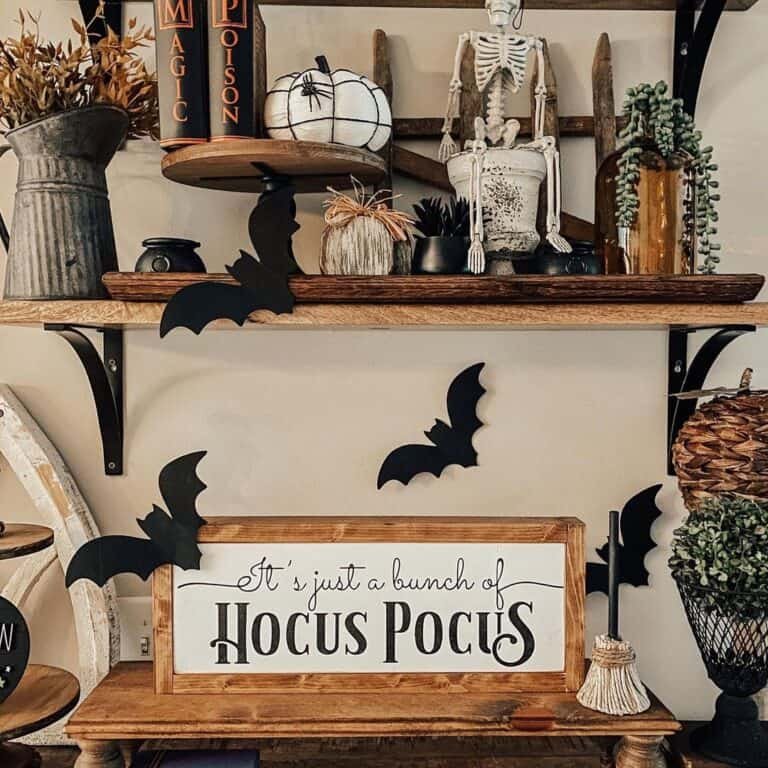 Rustic Wooden Shelves with Decor