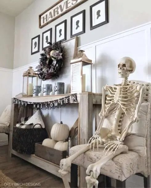 Skeleton Decor on Side Table