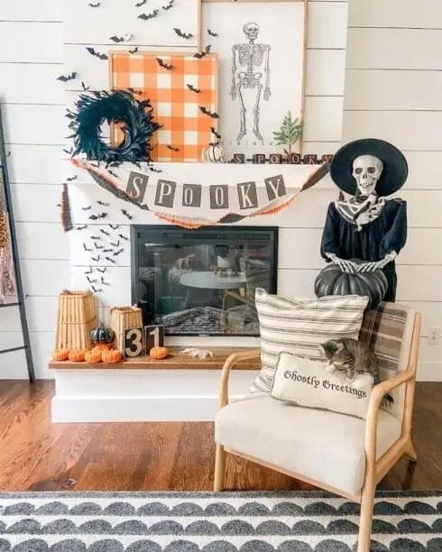 Skeleton in Witch Costume