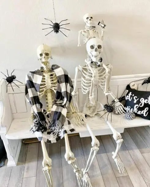 Skeletons on Entryway Bench