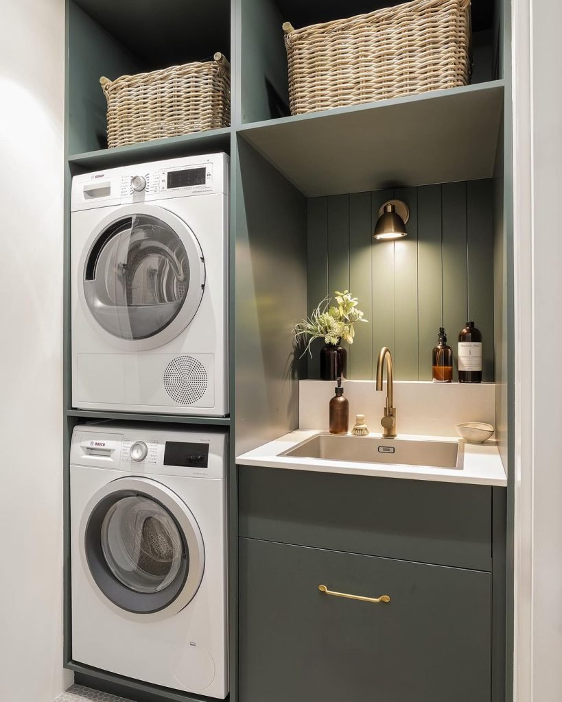 Sophisticated Green Laundry Design