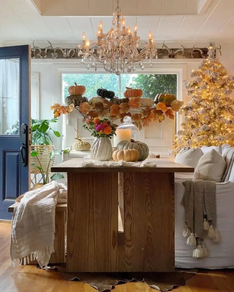 Stacked Colorful Pumpkins Decor
