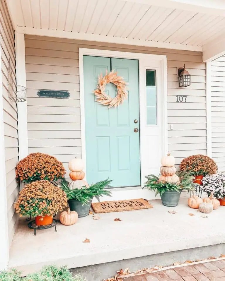 Straw Wreath with Pumpkins