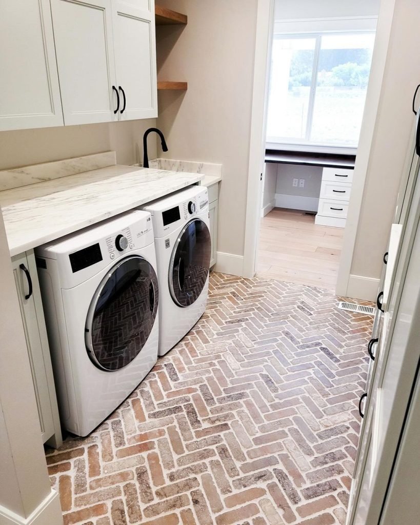 Timeless Herringbone Brick Flooring