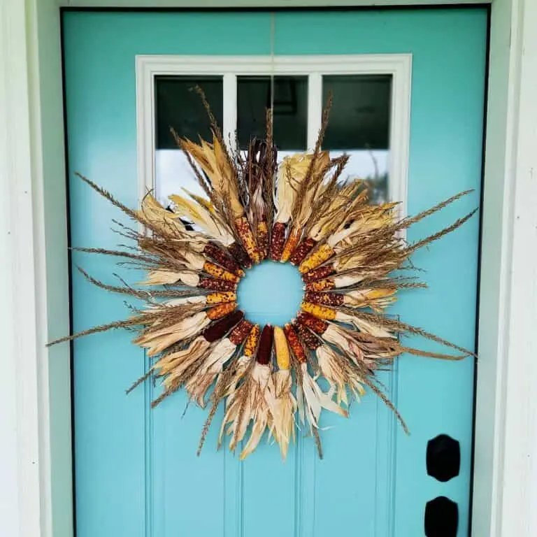 Turquoise Door and Corn Wreath