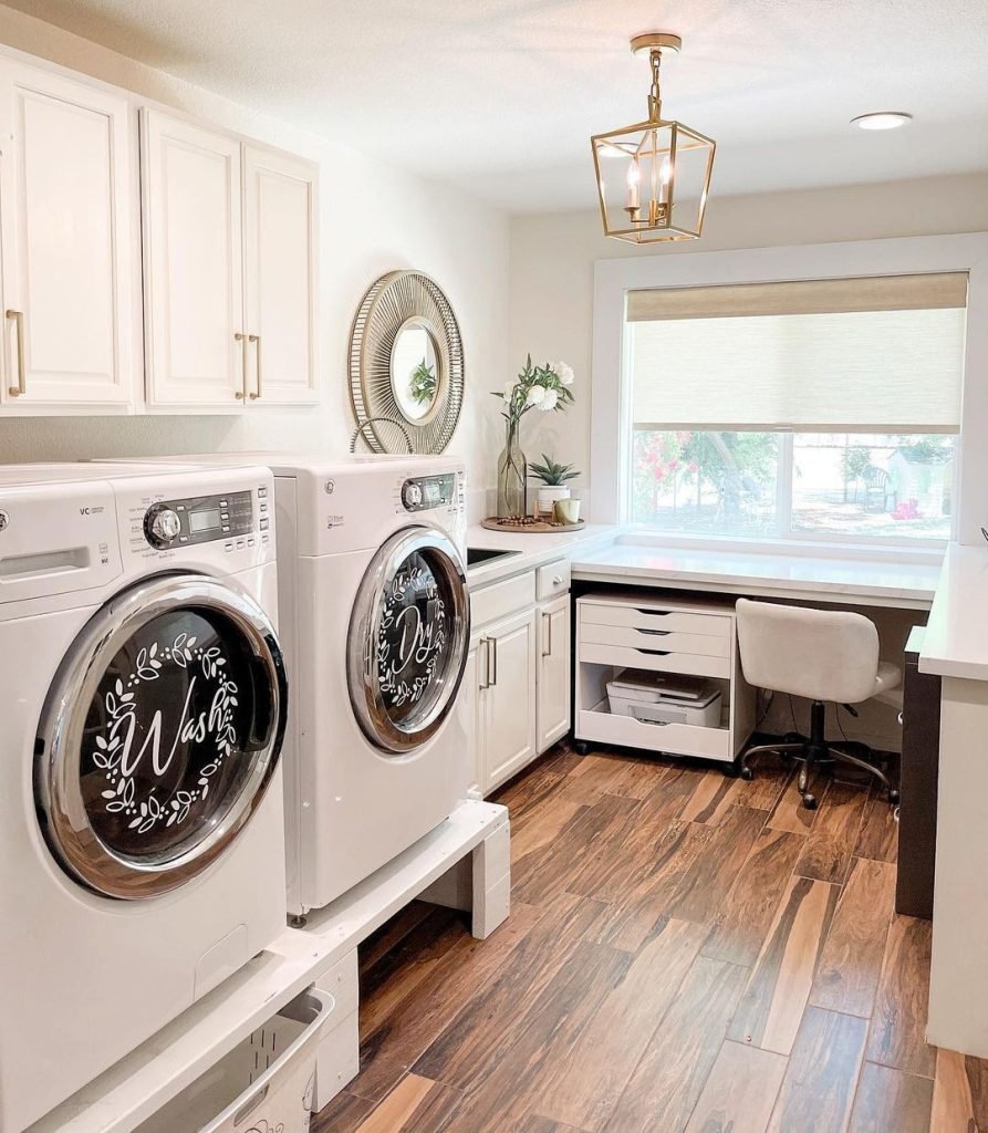 Versatile White Laundry Space