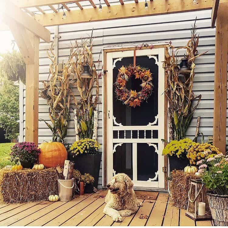 Victorian Screen Door with Fall Decor