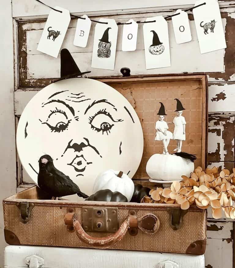 Vintage Halloween Suitcase Decor