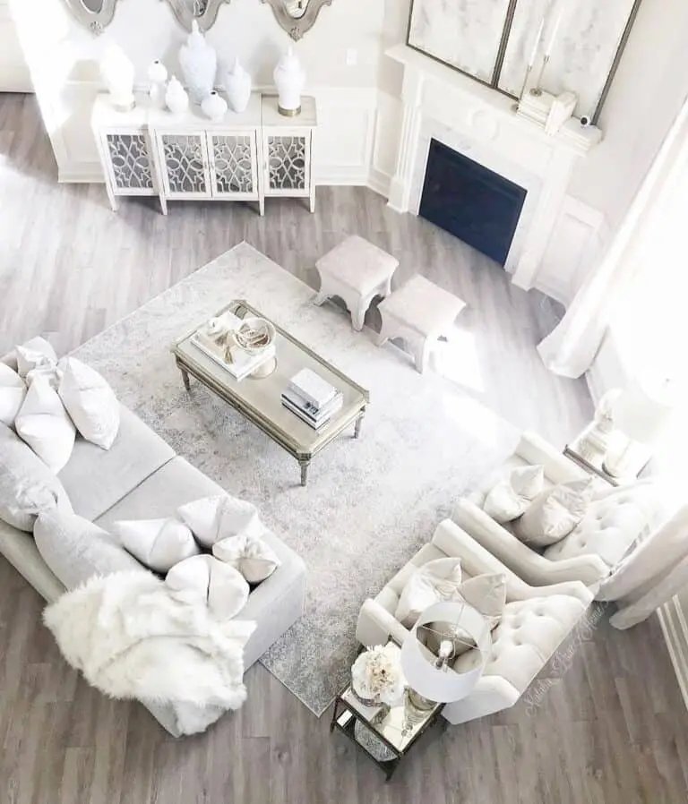 White and Gray Living Room Details