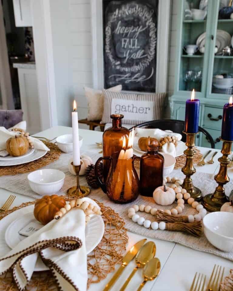 White Beaded Fall Decor