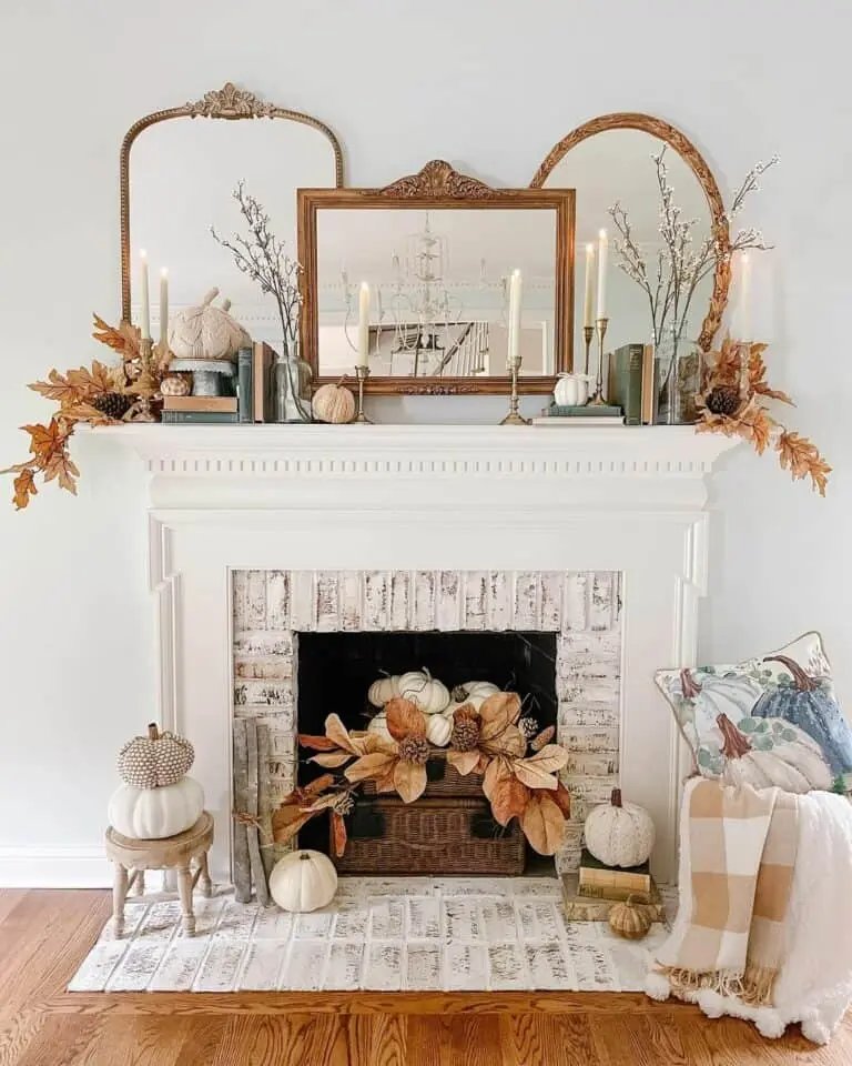 White Brick Fireplace Decor