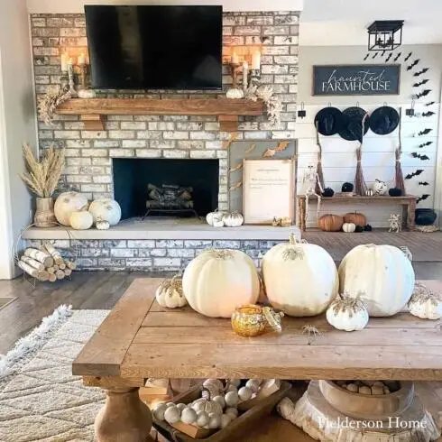 White Pumpkins and Base Decor