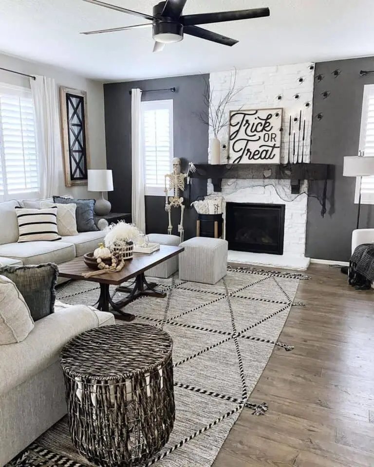 White Stone Fireplace Decor