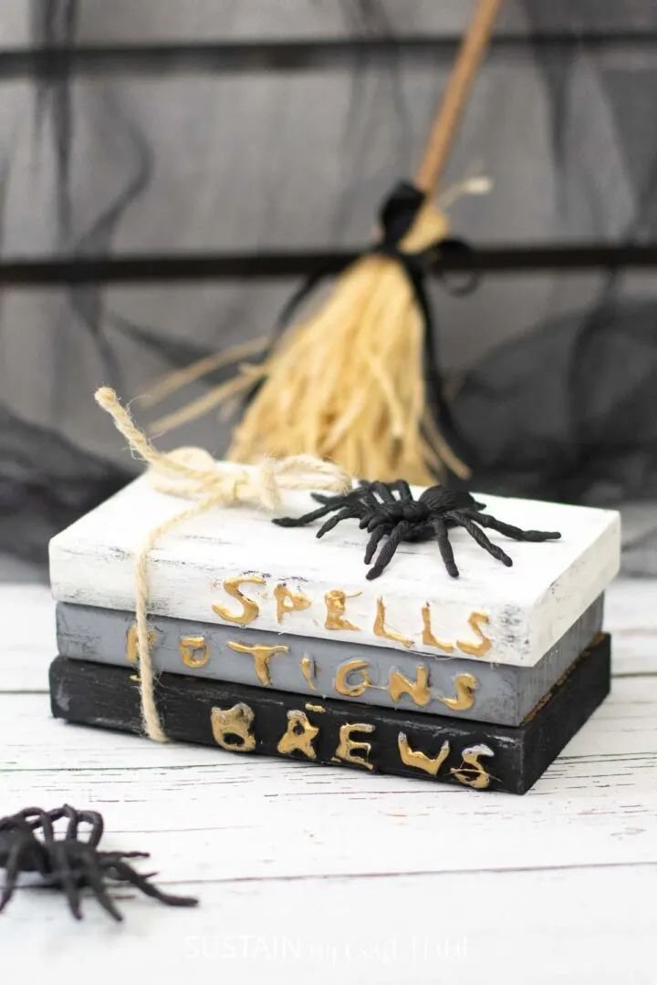 Witch-Themed Book Stack Decor