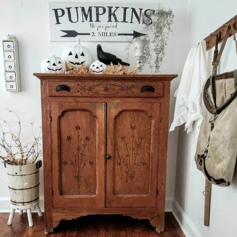 Wood Cabinet Halloween Display