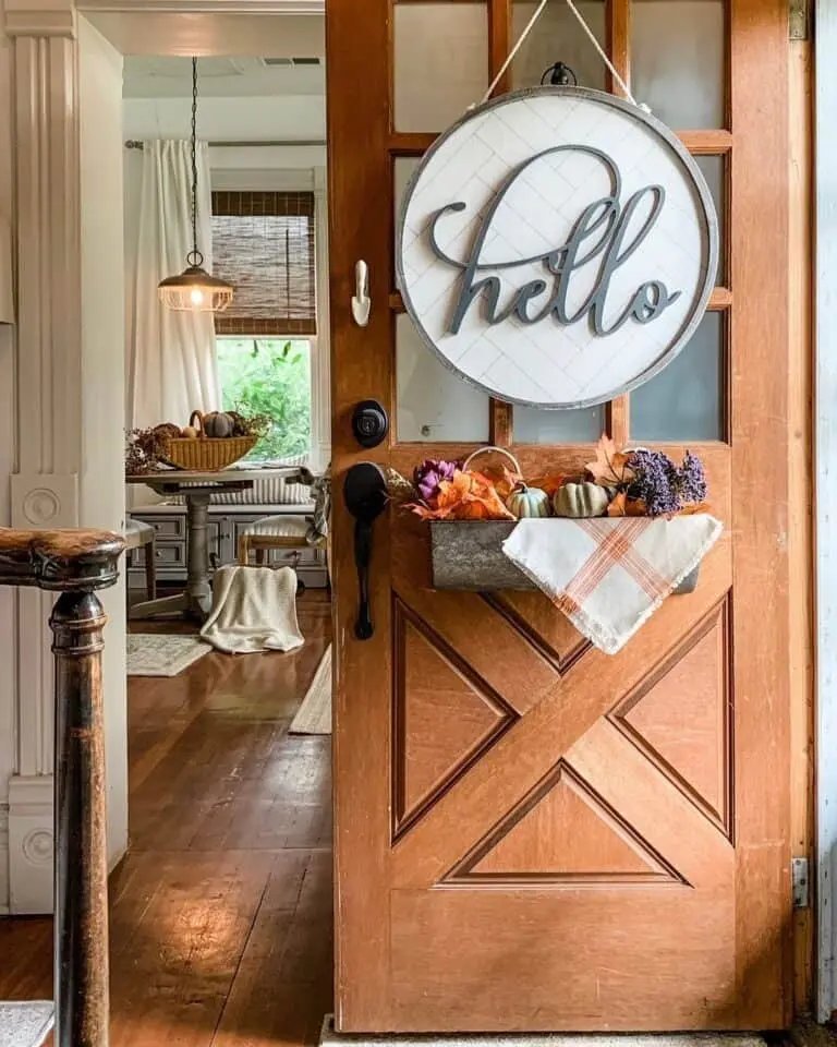 Wood Door with Tin Planter