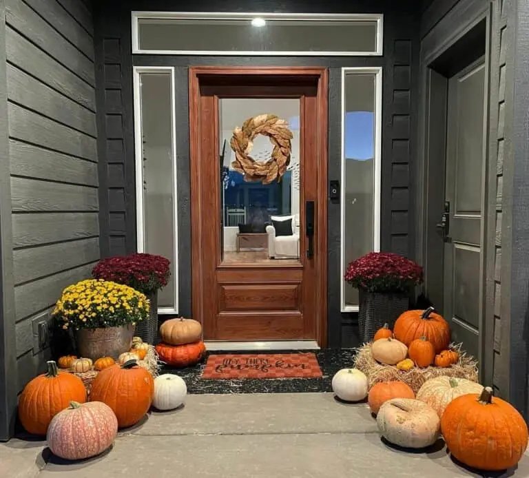 Wood Door with Wreath