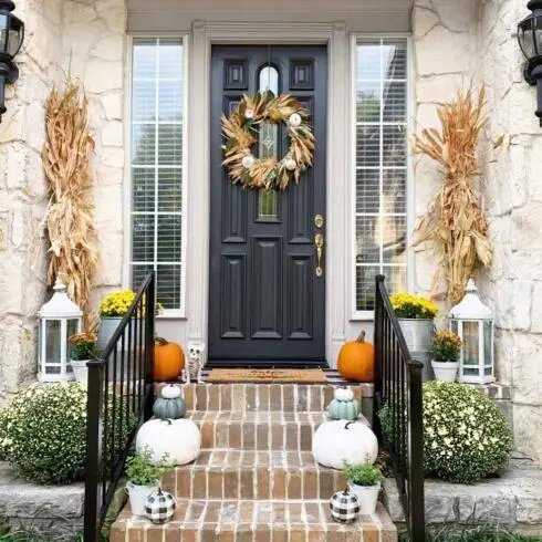Wreaths and Corn Stalks