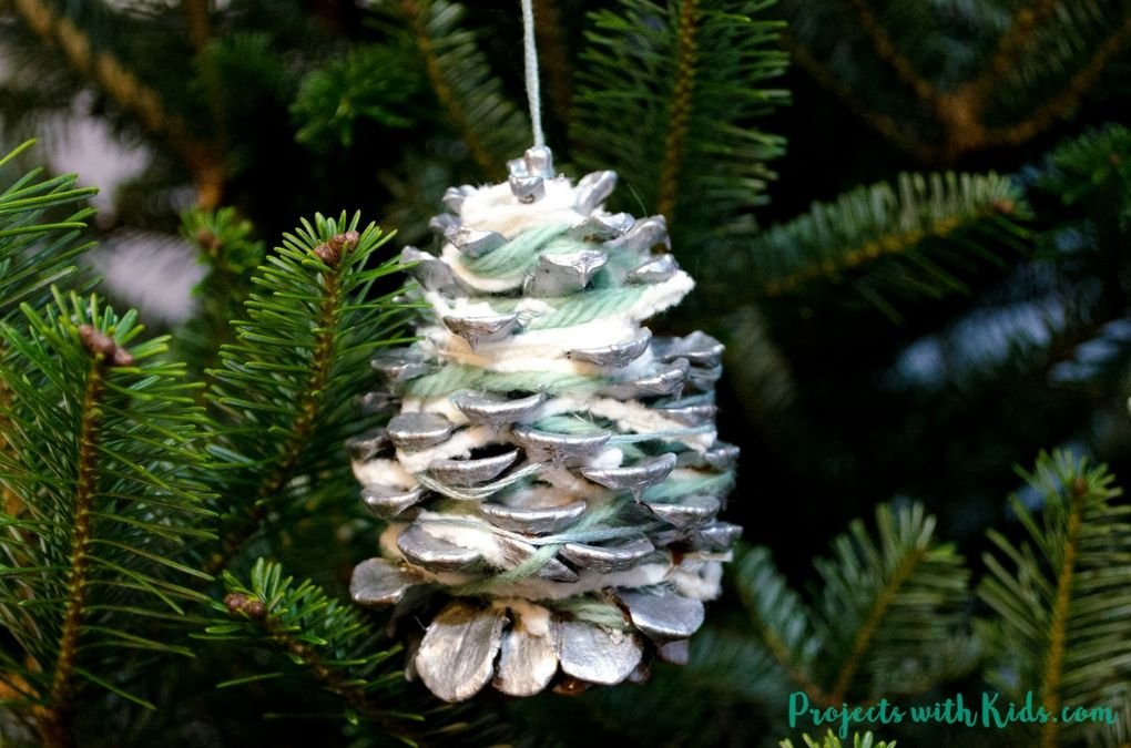 Yarn-Wrapped Pinecone Ornaments