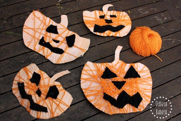 Yarn-Wrapped Pumpkin Craft