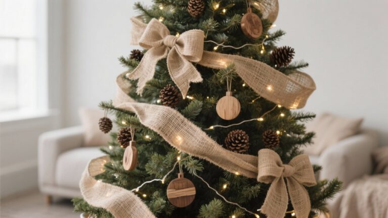 13 Beautiful Burlap Ribbon Christmas Tree Decorating Ideas