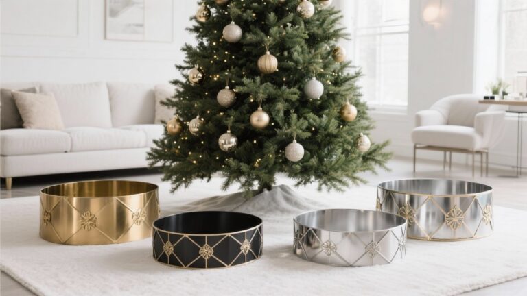35 Beautiful Metal Christmas Tree Collars That Transform Any Tree