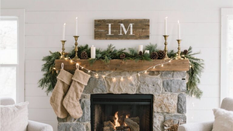 35 Cozy Farmhouse Christmas Mantel Ideas for Your Fireplace