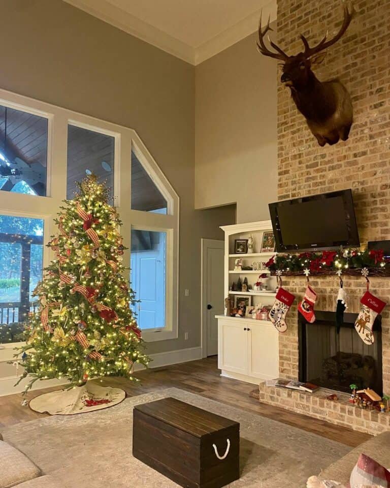 Beige Brick Mantle