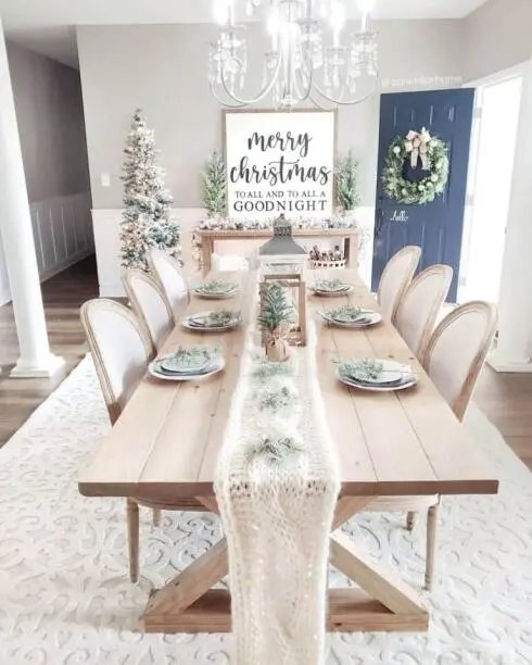 Beige Green Table Runner
