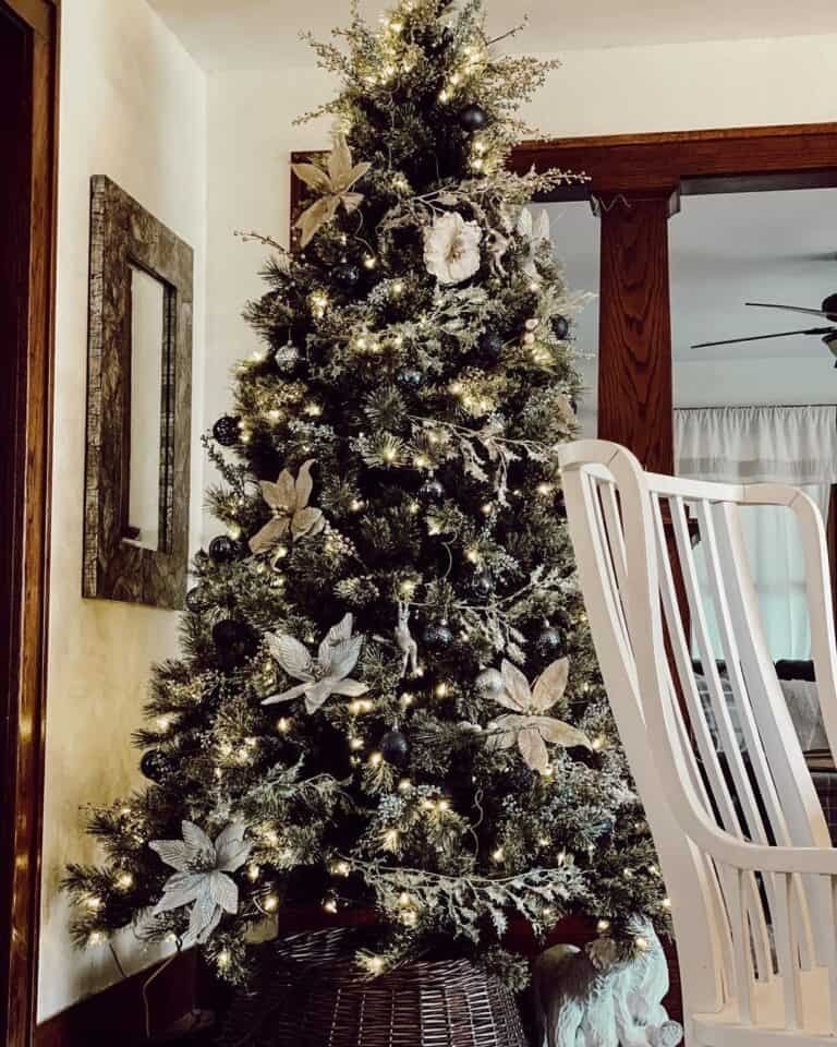 Black Tree Silver Poinsettias