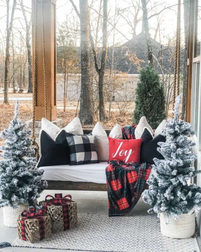 Black White Plaid Porch