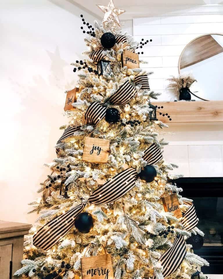 Black White Ribbon Trees