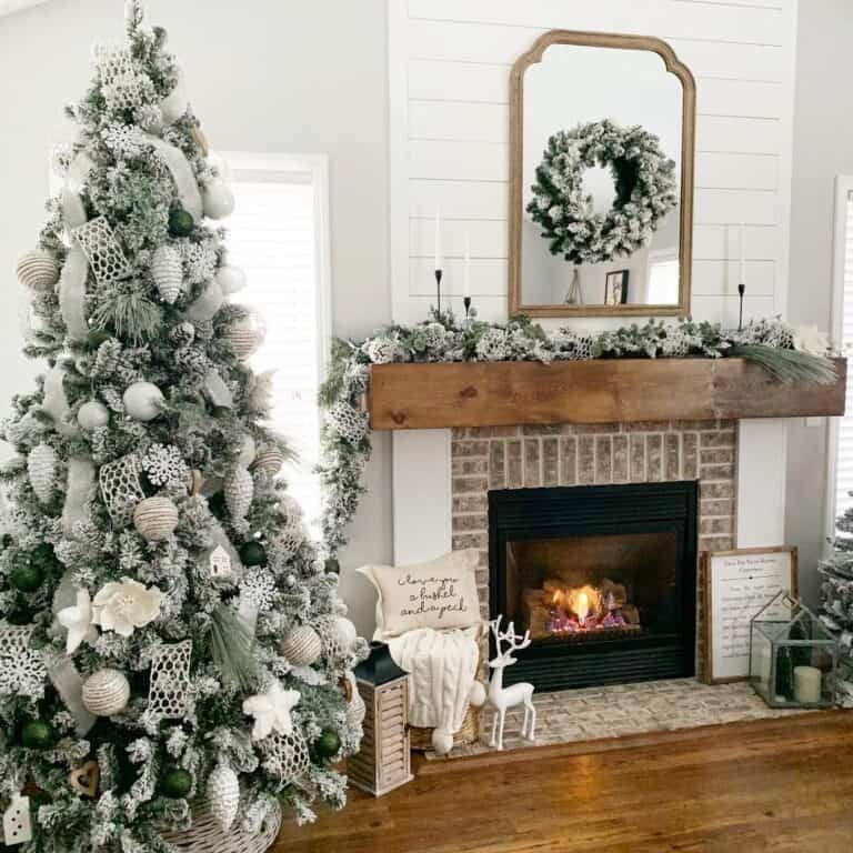 Brick Fireplace Christmas Display