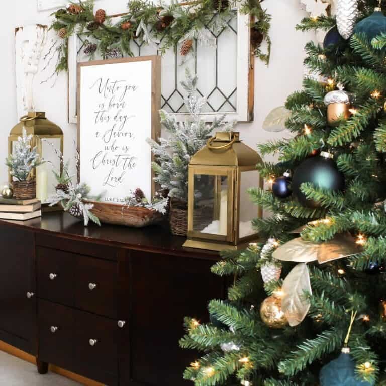 Brown Cabinet Christmas Display