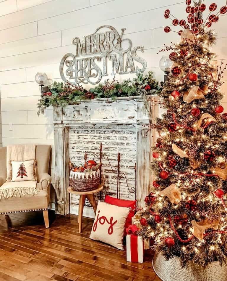 Burlap Red Ornament Tree