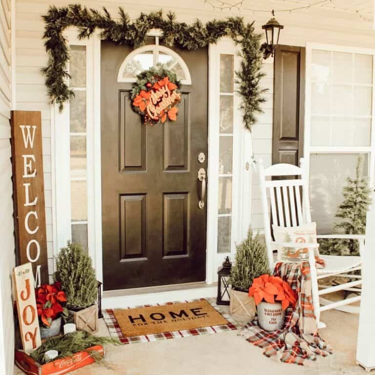 Christmas Porch Poinsettias