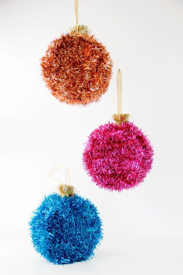 DIY Tinsel Ornaments