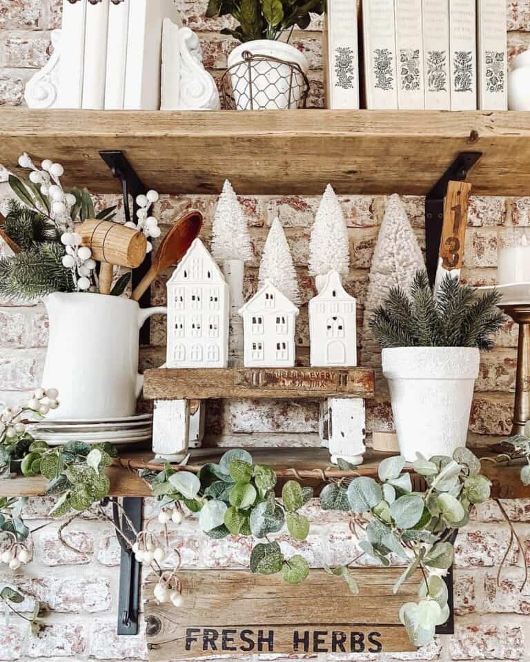Farmhouse Winter Shelves