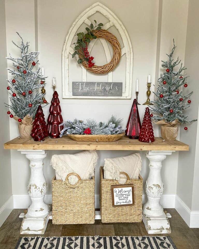 Flocked Pine Table Display