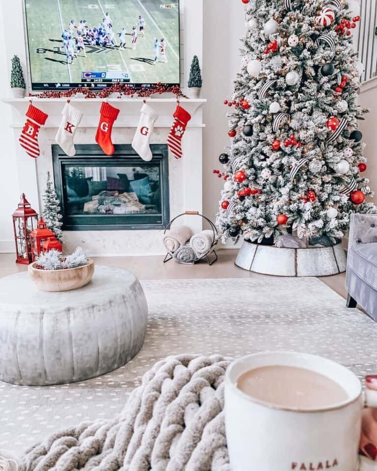 Flocked Tree Black Ornaments