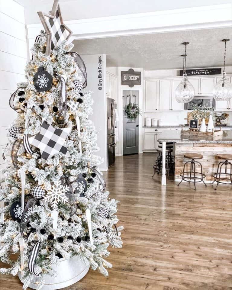 Flocked Tree Buffalo Plaid