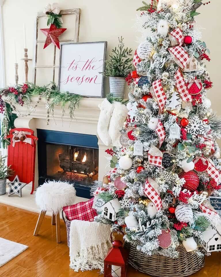 Flocked Tree Gingham Ribbons