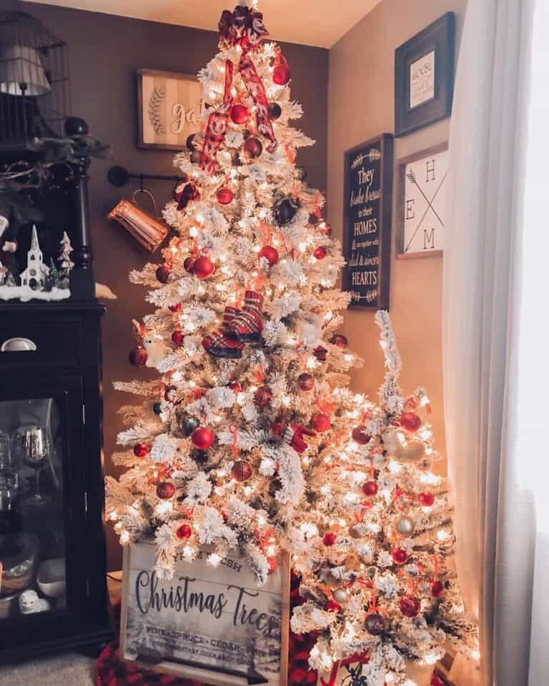 Flocked Tree Gray Wall