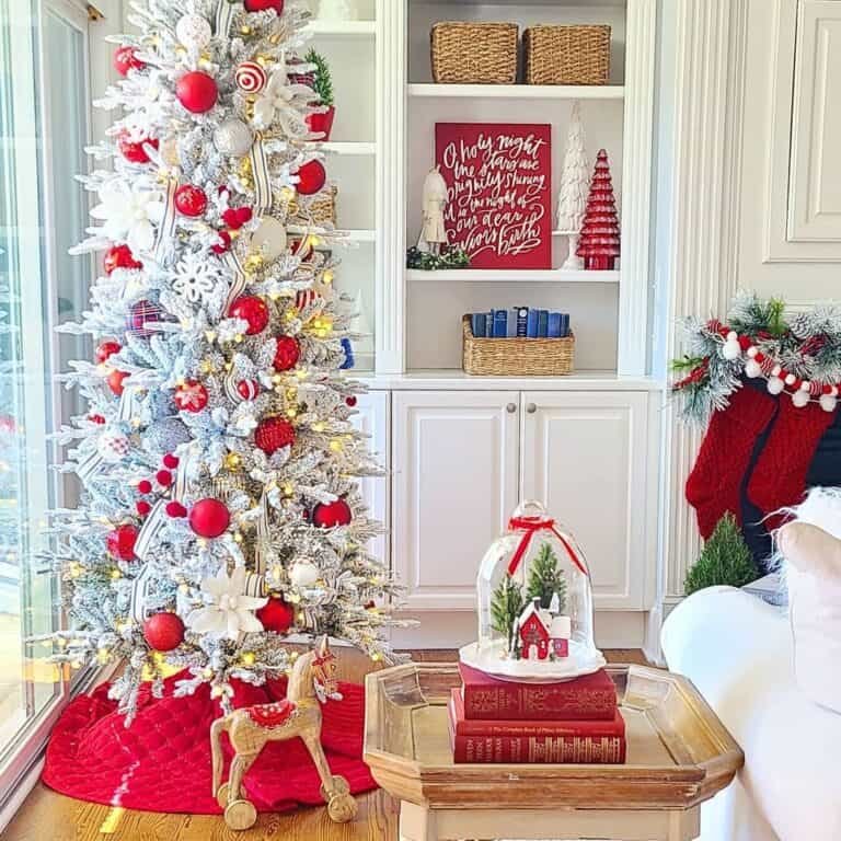Flocked Tree Red Accents