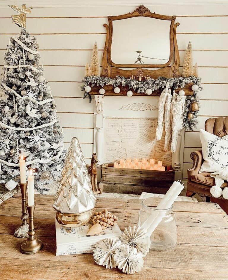 Flocked Tree Snowflakes
