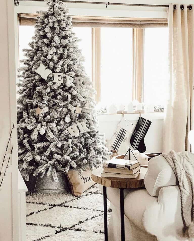 Flocked Tree Window Display