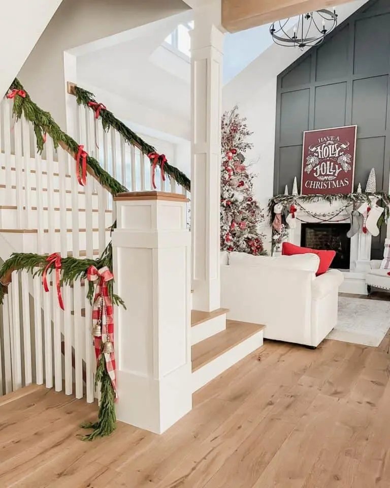 Garland-Wrapped Staircase