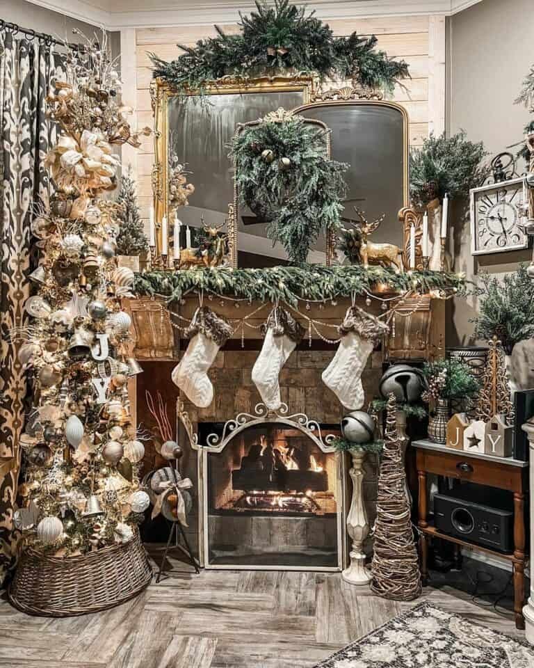 Gold Christmas Mantel